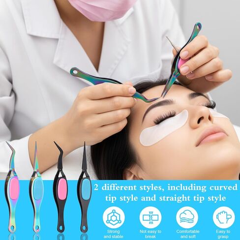 4 Pcs Reverse Tweezers Crafting Tweezers Precision Curved Tweezer Crossing Lock Curved Tweezer Stainless Steel Soft Grip Precision Reverse Grip Fine Tip Tools for DIY Craft, Jewelry, Beading in Saudi Arabia