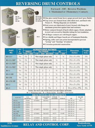 Relay & Control RS-1A-SH Single Phase Only Reversing Drum Control with Steel Handle in Kuwait