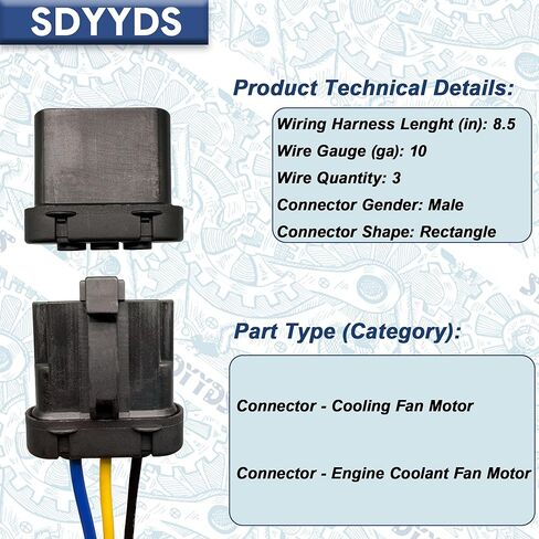 قابس موصل محرك مروحة التبريد/ضفيرة WPT-362-60 HP4540-متوافق مع 1994-2002 Ford Windstar/Contour/Mustang/Taurus/Thunderbird & 1994-1997 Mercury Cougar/Sable/Mystique Wire Harness LJQ in Kuwait