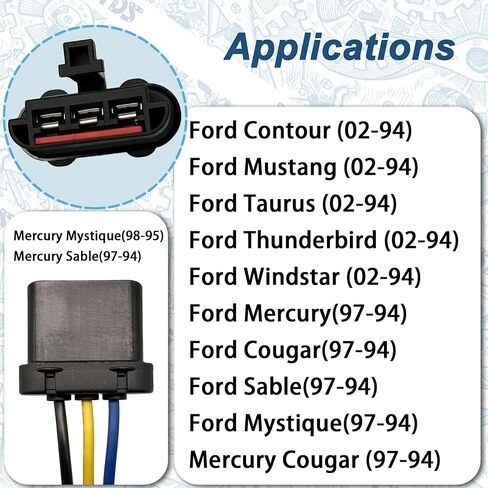قابس موصل محرك مروحة التبريد/ضفيرة WPT-362-60 HP4540-متوافق مع 1994-2002 Ford Windstar/Contour/Mustang/Taurus/Thunderbird & 1994-1997 Mercury Cougar/Sable/Mystique Wire Harness LJQ in Kuwait