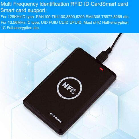 كاتب قارئ RFID NFC، كاتب قارئ ذكي محمول باليد 125 كيلو هرتز 13.56 كيلو هرتز، ناسخة، استخدام نطاق مزدوج ICID، موجه ضوء LED وواجهة USB كاملة السرعة تحتوي على 5 بطاقات T5577 in Kuwait