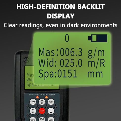 Belt Tension Test Testing Measuring Gauge, Sonic Belt Tension Meter, with LCD Backlit Display, Store 20 Belt Parameters, Frequency Range 10Hz-680Hz, for Belt Tension Testing in Kuwait