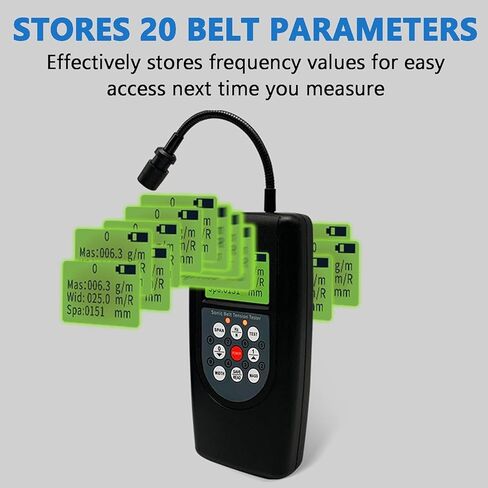 Belt Tension Test Testing Measuring Gauge, Sonic Belt Tension Meter, with LCD Backlit Display, Store 20 Belt Parameters, Frequency Range 10Hz-680Hz, for Belt Tension Testing in Kuwait