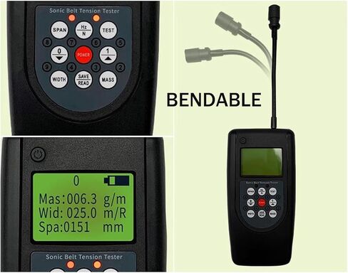 Belt Tension Test Testing Measuring Gauge, Sonic Belt Tension Meter, with LCD Backlit Display, Store 20 Belt Parameters, Frequency Range 10Hz-680Hz, for Belt Tension Testing in Kuwait