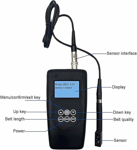 Digital Tensiometer, Belt Tension Test Testing Measuring Gauge, with LCD Backlit Display, Range 10~500HZ, Automatic Shutdown Function, Metric/Inch Conversion, for Belt Tension Testing in Kuwait