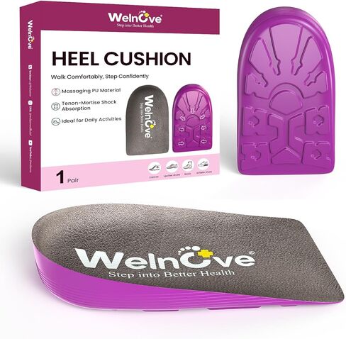 Heel Lift Inserts for Shock Absorption - Welnove 1/2 Inch Heel Cups for Plantar Fasciitis, Height Increase, Support, Non Slip,Pain Relief - Comfort Heel Cushion Pads Insoles (Size M, 1 Pair) in Saudi Arabia