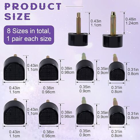 8 Pairs High Heel Tips Replacement, U Shaped Caps Kit for High Heels, 8/9/10/11mm Non-Slip Heel Tip Protector with 2 Styles for Women's Shoes Repair Replacement- Black in Kuwait