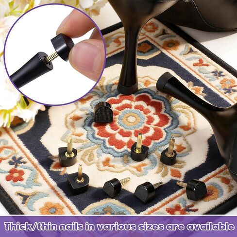 8 Pairs High Heel Tips Replacement, U Shaped Caps Kit for High Heels, 8/9/10/11mm Non-Slip Heel Tip Protector with 2 Styles for Women's Shoes Repair Replacement- Black in Kuwait