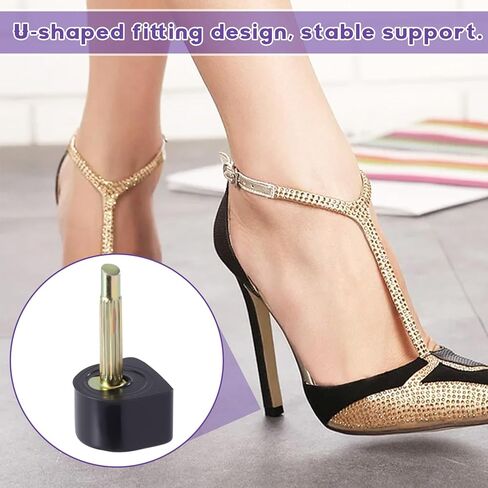 8 Pairs High Heel Tips Replacement, U Shaped Caps Kit for High Heels, 8/9/10/11mm Non-Slip Heel Tip Protector with 2 Styles for Women's Shoes Repair Replacement- Black in Kuwait