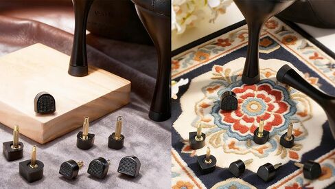 8 Pairs High Heel Tips Replacement, U Shaped Caps Kit for High Heels, 8/9/10/11mm Non-Slip Heel Tip Protector with 2 Styles for Women's Shoes Repair Replacement- Black in Kuwait