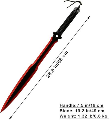 26.8" Red Stainless Steel Sword Machete with Nylon Sheath for Practice, Collection, Outdoor Use in Saudi Arabia