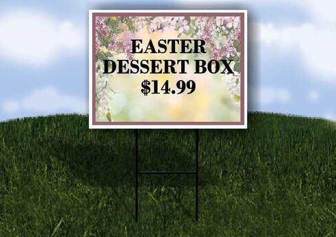 Easter Dessert Box $14.99 Spring Flowers Purple Lilac Up Arrows A-Frame Single Sided 23x23 in. sign in Kuwait