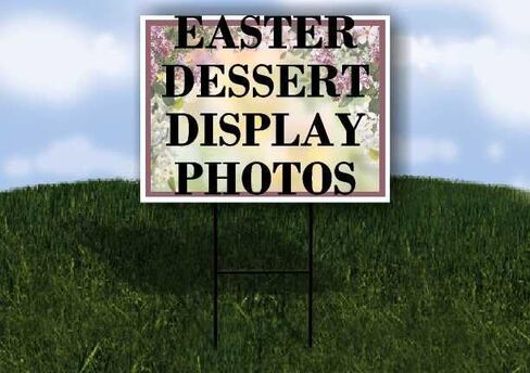 Easter Dessert Display Photos Spring Flowers Purple Lilac Up Arrows A-Frame Single Sided 23x23 in. sign in Kuwait