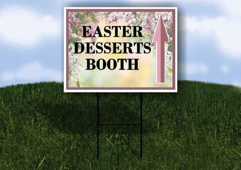 Easter Desserts Booth Spring Flowers Purple Lilac Up Arrows A-Frame Single Sided 23x23 in. sign in Saudi Arabia