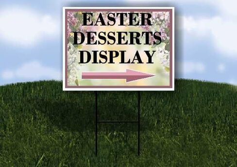 Easter Desserts Display Spring Flowers Purple Lilac Up Arrows A-Frame Single Sided 23x23 in. sign in Kuwait
