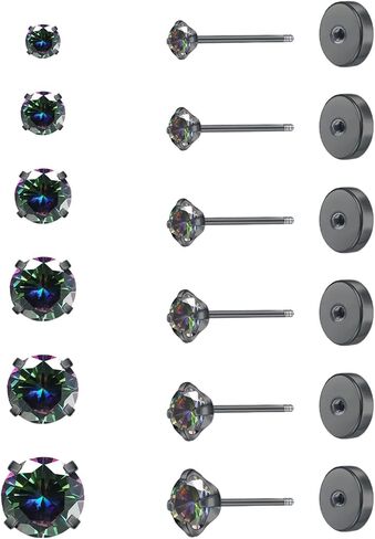 6 أزواج 14 كيلو مكعب Zirconia stud أقراط للنساء الرجال 20G أقراط الأركان الغضروف 316L أقراط من الفولاذ المقاوم للصدأ. in Saudi Arabia
