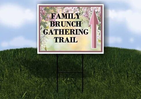 Family Brunch Gathering Trail Spring Flowers Purple Lilac Up Arrows A-Frame Single Sided 23x23 in. sign in Saudi Arabia