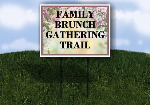 Family Brunch Gathering Trail Spring Flowers Purple Lilac Up Arrows A-Frame Single Sided 23x23 in. sign in Saudi Arabia
