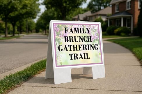 Family Brunch Gathering Trail Spring Flowers Purple Lilac Up Arrows A-Frame Single Sided 23x23 in. sign in Saudi Arabia
