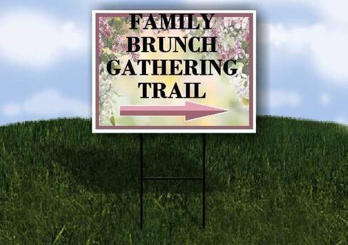 Family Brunch Gathering Trail Spring Flowers Purple Lilac Up Arrows A-Frame Single Sided 23x23 in. sign in Saudi Arabia