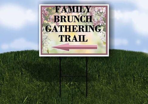 Family Brunch Gathering Trail Spring Flowers Purple Lilac Up Arrows A-Frame Single Sided 23x23 in. sign in Saudi Arabia