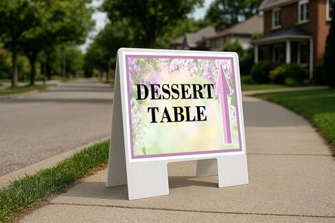 Dessert Table Spring Flowers Purple Lilac Directional Arrows A-Frame Double Sided 23x23 in. sign in Kuwait