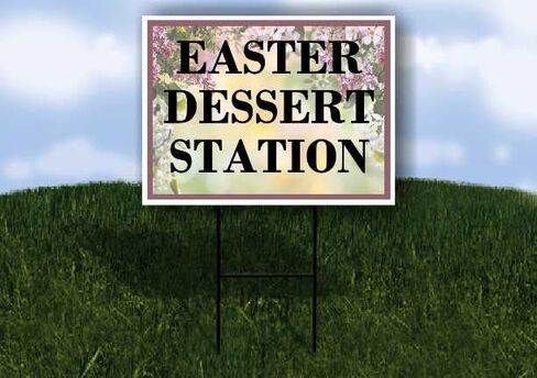 Easter Dessert Station Spring Flowers Purple Lilac Up Arrows A-Frame Single Sided 23x23 in. sign in Kuwait