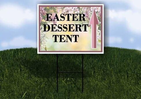 Easter Dessert Tent Spring Flowers Purple Lilac Up Arrows A-Frame Single Sided 23x23 in. sign in Kuwait