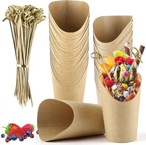 50 Pcs Charcuterie Cups with 100 Cocktail Picks, Disposable 12oz Kraft Paper Snack Cup, Appetizer Cups for Parties in Saudi Arabia