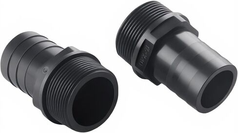 2 Pack 1-1/2" Barbed x NPT Male Connector – PVC Barbed Hose Fitting Adapter for Garden Hose, Swimming Pool Pump, Industrial Tubing & Portable Water Systems, Black Plastic Pipe Fitting in Saudi Arabia