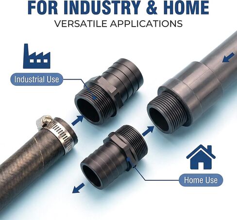 2 Pack 1-1/2" Barbed x NPT Male Connector – PVC Barbed Hose Fitting Adapter for Garden Hose, Swimming Pool Pump, Industrial Tubing & Portable Water Systems, Black Plastic Pipe Fitting in Saudi Arabia