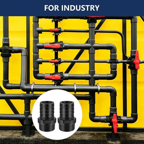 2 Pack 1-1/2" Barbed x NPT Male Connector – PVC Barbed Hose Fitting Adapter for Garden Hose, Swimming Pool Pump, Industrial Tubing & Portable Water Systems, Black Plastic Pipe Fitting in Saudi Arabia