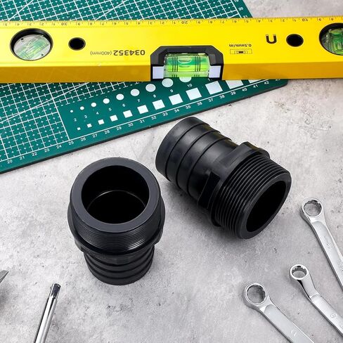 2 Pack 1-1/2" Barbed x NPT Male Connector – PVC Barbed Hose Fitting Adapter for Garden Hose, Swimming Pool Pump, Industrial Tubing & Portable Water Systems, Black Plastic Pipe Fitting in Saudi Arabia