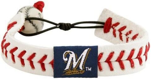 Milwaukee Brewers White Leather Baseball Seam Bracelet in Saudi Arabia