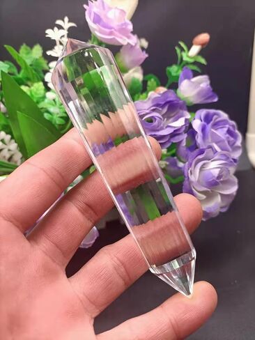1 قطعة عصا سحرية كريستال كوارتز شفافة مزدوجة الإيقاف 24 جانبًا، 120 مم in Kuwait