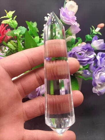 1 قطعة عصا سحرية كريستال كوارتز شفافة مزدوجة الإيقاف 24 جانبًا، 120 مم in Kuwait