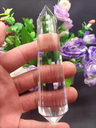1 قطعة عصا سحرية كريستال كوارتز شفافة مزدوجة الإيقاف 24 جانبًا، 120 مم in Kuwait