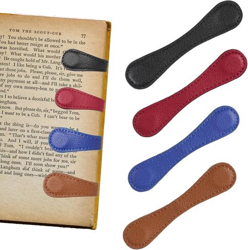 Leather Magnetic Bookmarks for Women Men, Handmade Page Markers for Book Lovers, Perfect Gift for Reader Writers Authors Poets (4 Pack) in Kuwait