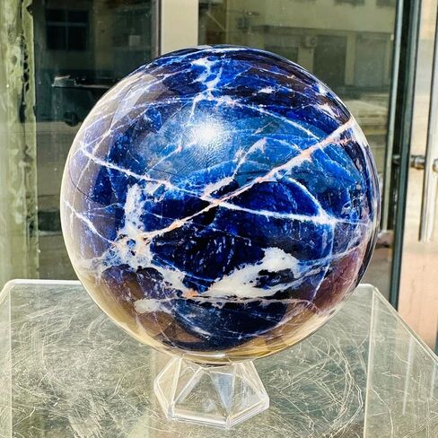 1 قطعة 1500-1600 جرام كرة كريستال كوارتز سوداليتي زرقاء in Kuwait