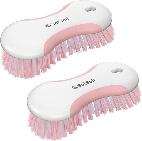 SetSail Multi-Purpose Scrub Brush of 2 Pack, Stiff Bristles Cleaning Brush with Non-Slip Grip Heavy Duty Scrub Brushes for Cleaning Bathroom Kitchen Tile Bathtub Sink, Grey in Kuwait