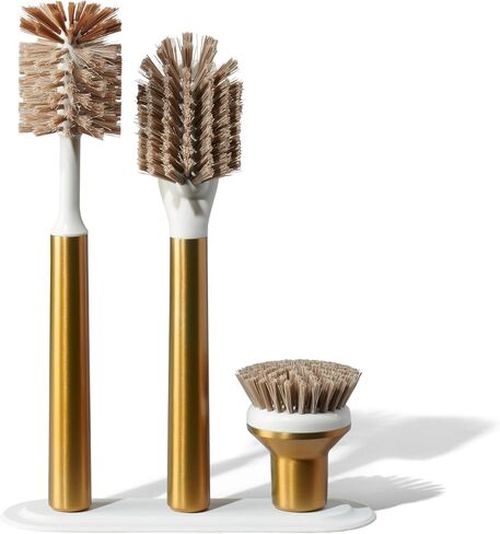 Curio Home Goods Ionic Brush Set, Magnetized to Stand Upright, Stainless Steel with Replaceable Heads, Brass/Gold in Saudi Arabia