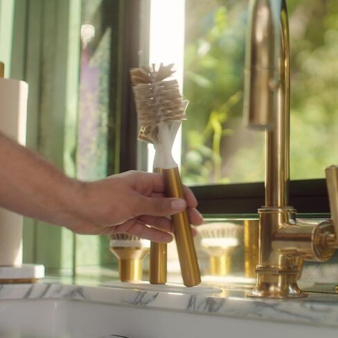 Curio Home Goods Ionic Brush Set, Magnetized to Stand Upright, Stainless Steel with Replaceable Heads, Brass/Gold in Saudi Arabia