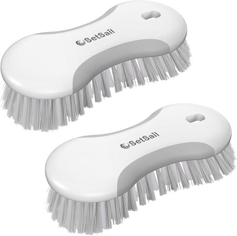 SetSail Multi-Purpose Scrub Brush of 2 Pack, Stiff Bristles Cleaning Brush with Non-Slip Grip Heavy Duty Scrub Brushes for Cleaning Bathroom Kitchen Tile Bathtub Sink, Grey in Kuwait