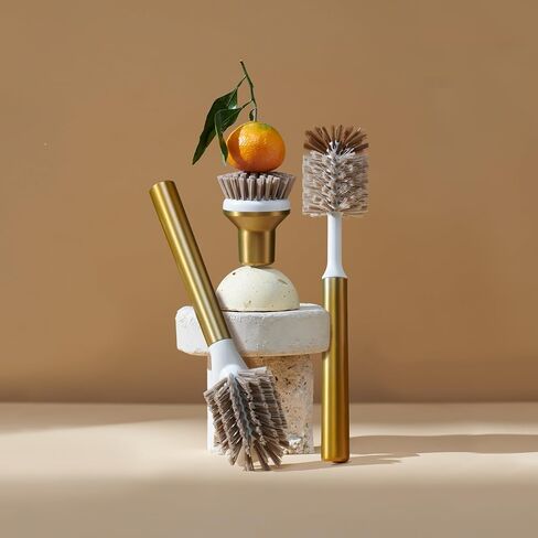 Curio Home Goods Ionic Brush Set, Magnetized to Stand Upright, Stainless Steel with Replaceable Heads, Brass/Gold in Saudi Arabia