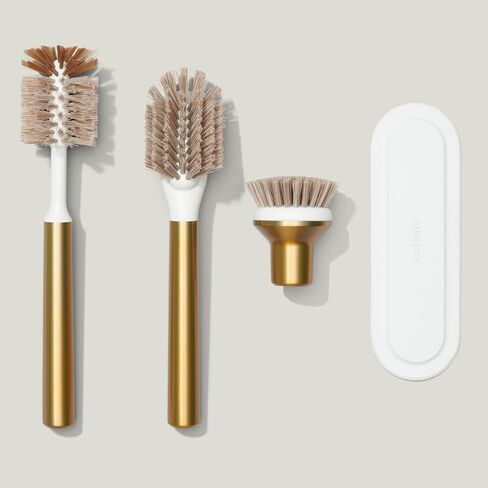 Curio Home Goods Ionic Brush Set, Magnetized to Stand Upright, Stainless Steel with Replaceable Heads, Brass/Gold in Saudi Arabia