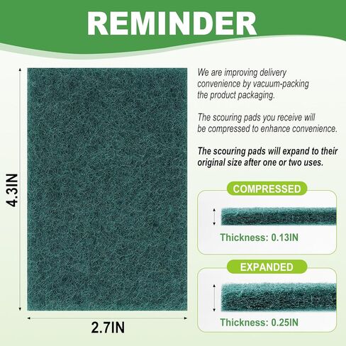 200 Pack Green Scrubbing Pads, Heavy Duty Scouring Pads,Dish Scrubber Reusable for Cleaning, Multipurpose Scrub Pads for Household Kitchen Dishes Pots Pans & Metal Grill- 4.3 x 2.75 x 0.3 Inches in Kuwait