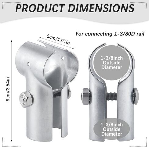 مشابك السكك الحديدية 1-3/8 بوصة × 1-3/8 بوصة، تركيبات سياج ربط سلسلة مشابك نهاية السكك الحديدية T، لوحة T لأنبوب OD، أنبوب سياج مجلفن T، أجزاء ربط السلسلة، 12 قطعة in Kuwait