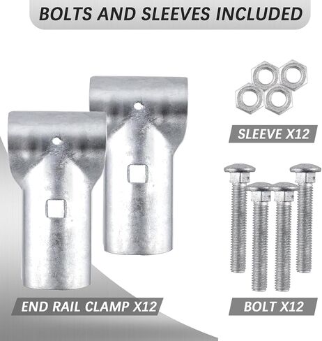 مشابك السكك الحديدية 1-3/8 بوصة × 1-3/8 بوصة، تركيبات سياج ربط سلسلة مشابك نهاية السكك الحديدية T، لوحة T لأنبوب OD، أنبوب سياج مجلفن T، أجزاء ربط السلسلة، 12 قطعة in Kuwait