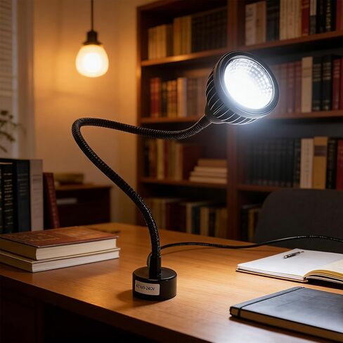 Eujgoov 1000lm 7W LED ضوء العمل مع قاعدة مغناطيسية، معقوفة مرنة، 6000K، مخرطة CNC، إصلاح السيارات، الإضاءة الصناعية، ورشة العمل، المتجر، القراءة (قابس الولايات المتحدة) in Saudi Arabia