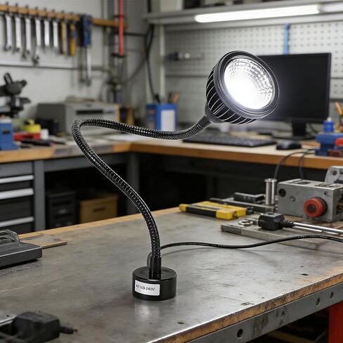 Eujgoov 1000lm 7W LED ضوء العمل مع قاعدة مغناطيسية، معقوفة مرنة، 6000K، مخرطة CNC، إصلاح السيارات، الإضاءة الصناعية، ورشة العمل، المتجر، القراءة (قابس الولايات المتحدة) in Saudi Arabia